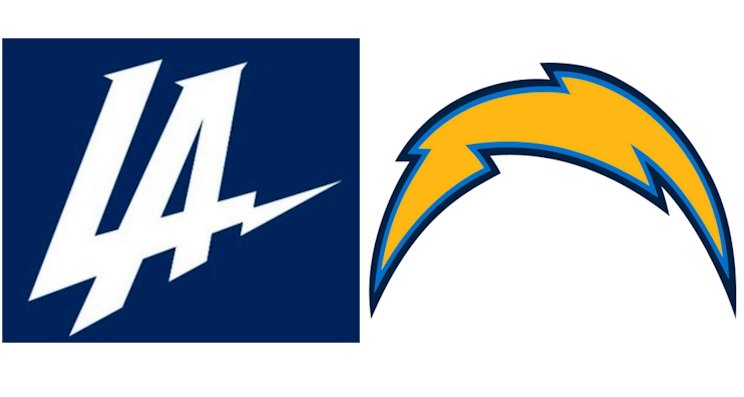 LA Chargers Bolt White Logo With Blue Background T-Shirt