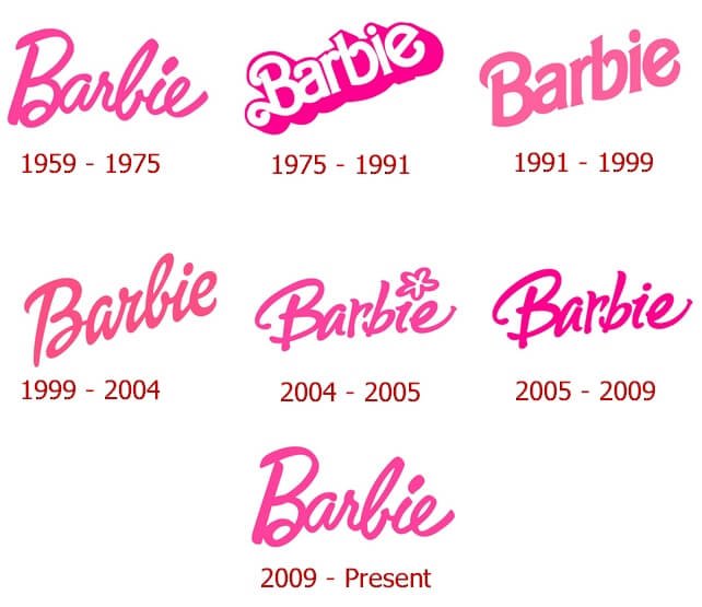 Barbie Logo Evolution | Dark Mode 💖 #barbie #graphicdesign #logo #des... |  TikTok